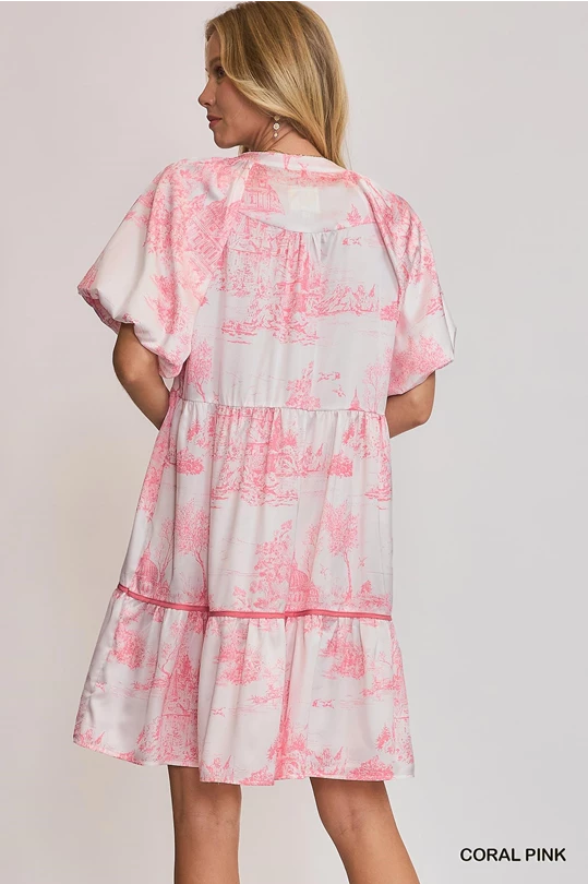 Coral Pink Landscape Dress