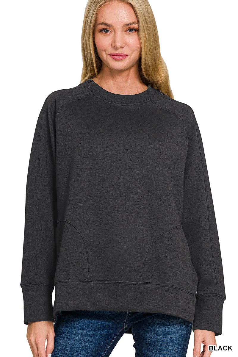 Scuba Pullover w/ side slits-Black