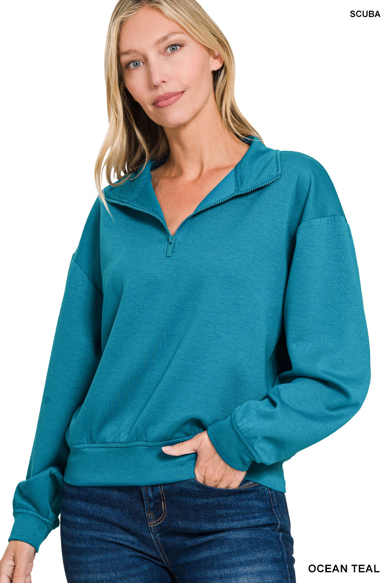 Scuba Half Zip Pullover-Teal