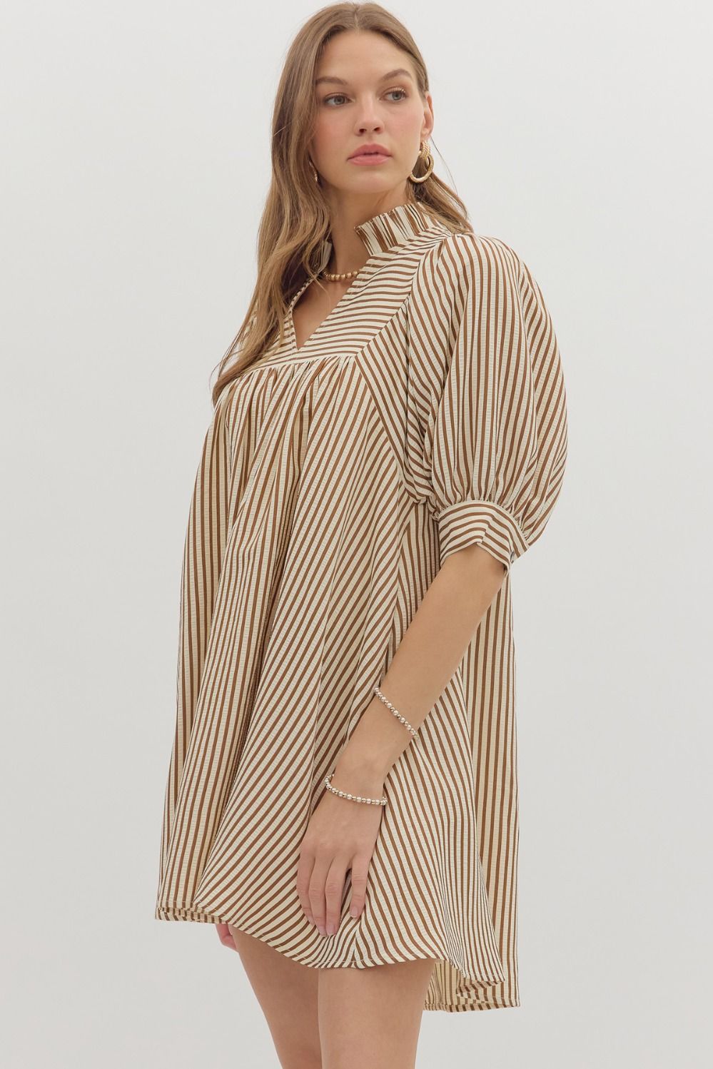Brown Striped Dress