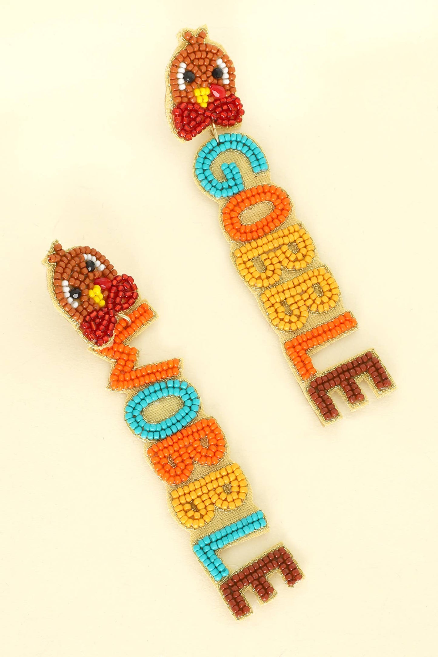 Thanksgiving Gobble Wobble Turkey Bead Earrings