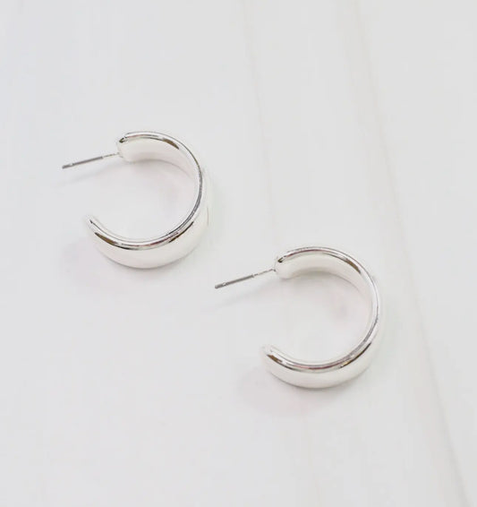 Caroline Hill Trina Shiny Silver Hoop Earring
