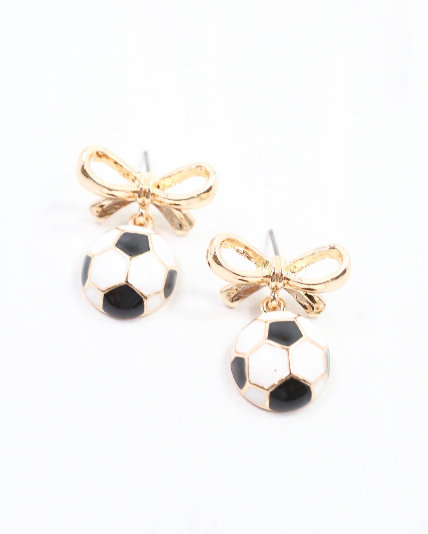 Sporty Bow Soccer  Earring Gold: Default