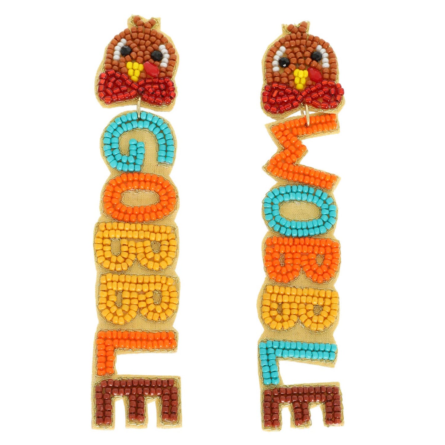 Thanksgiving Gobble Wobble Turkey Bead Earrings