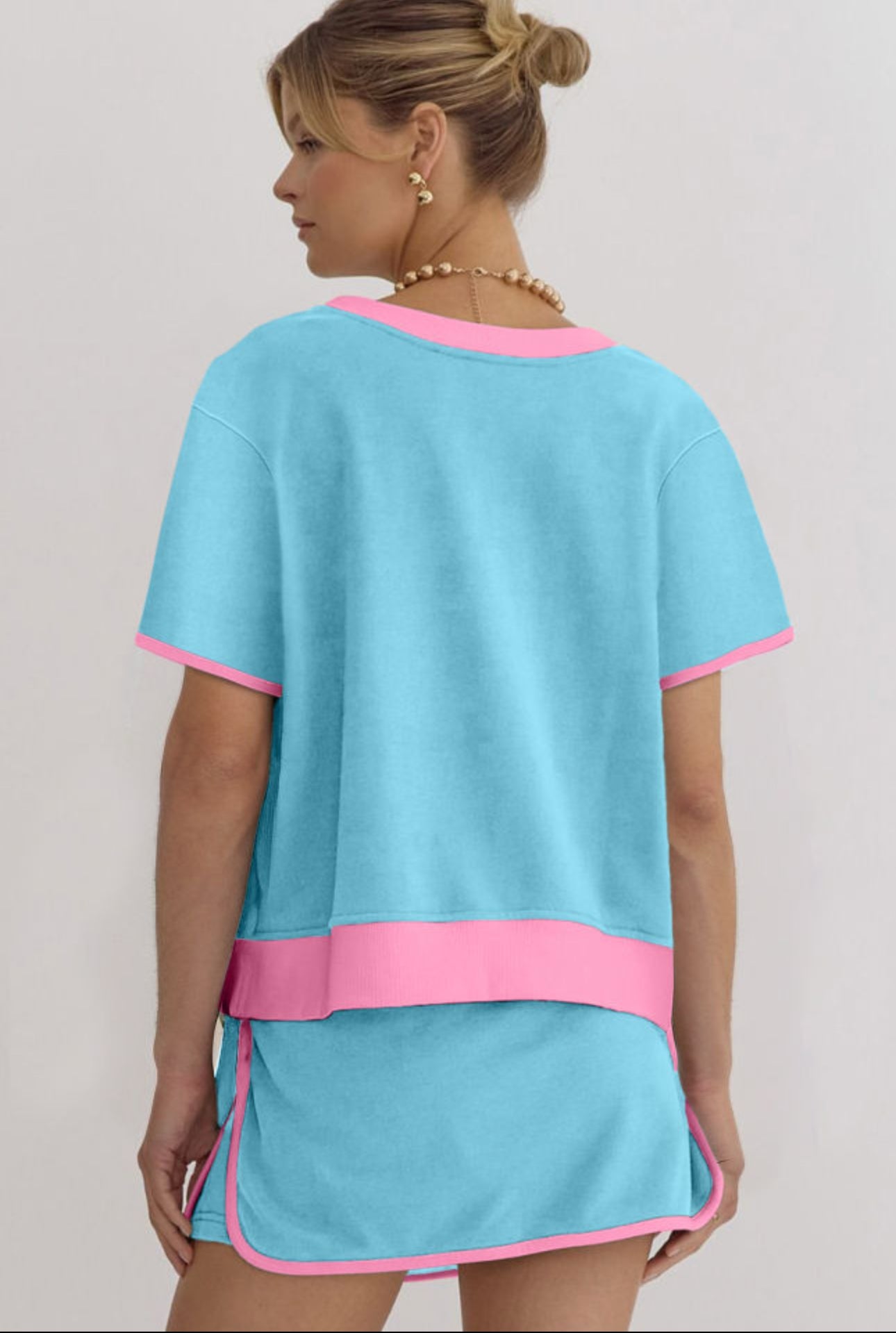 Blue/Pink Trim Skort Set