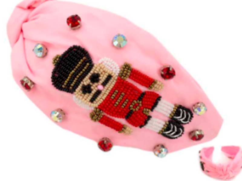 Nutcracker Jeweled Knotted Christmas Headband: Green