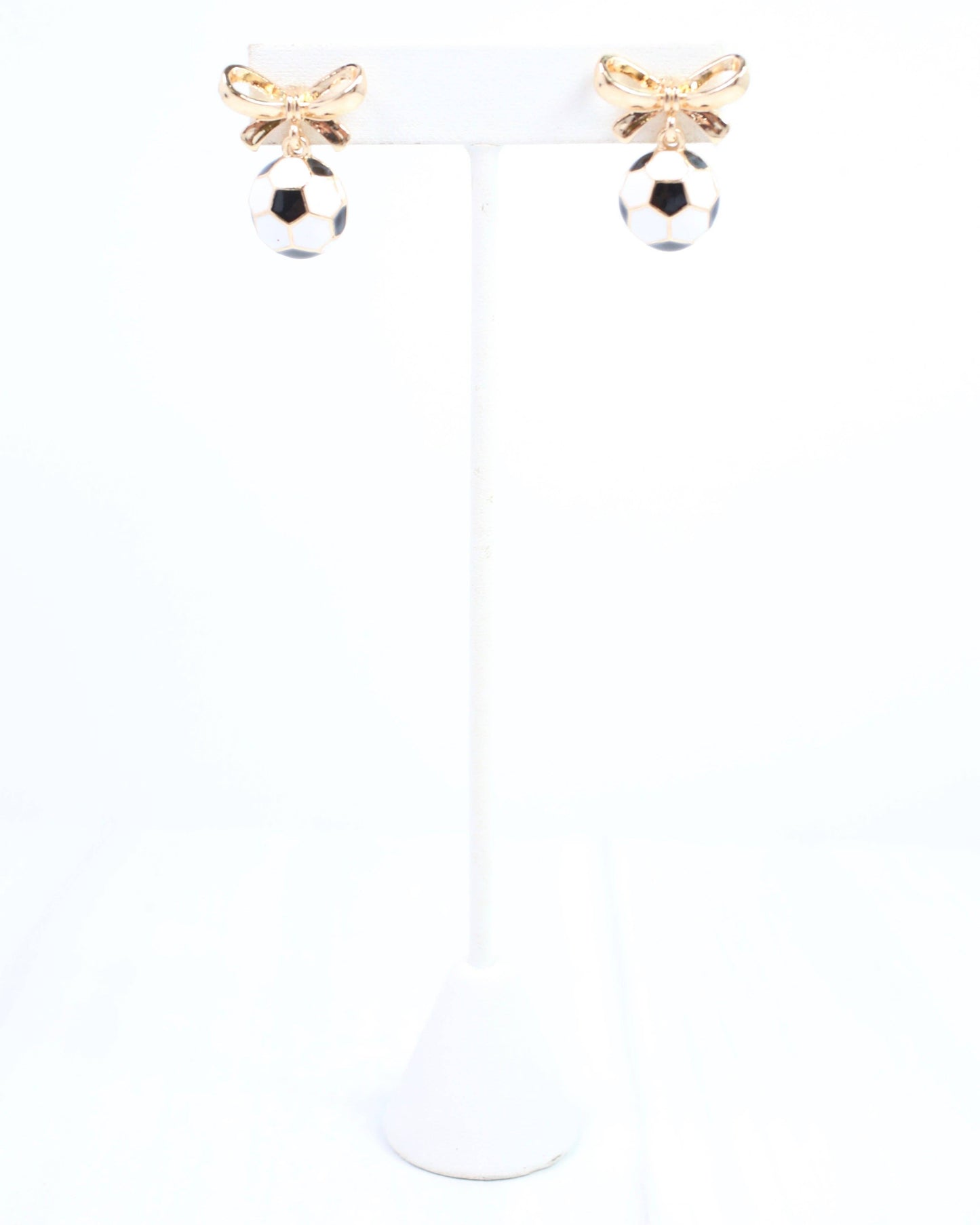 Sporty Bow Soccer  Earring Gold: Default