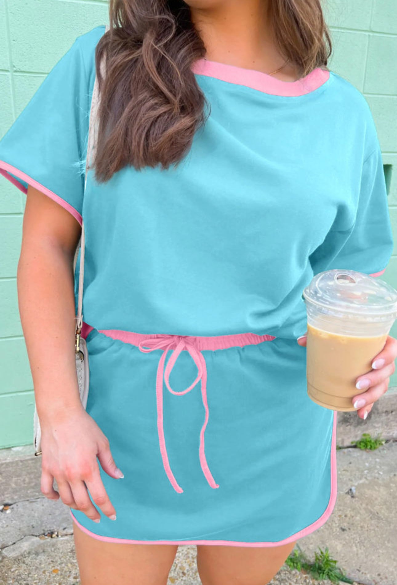 Curvy Blue/Pink Skort Set