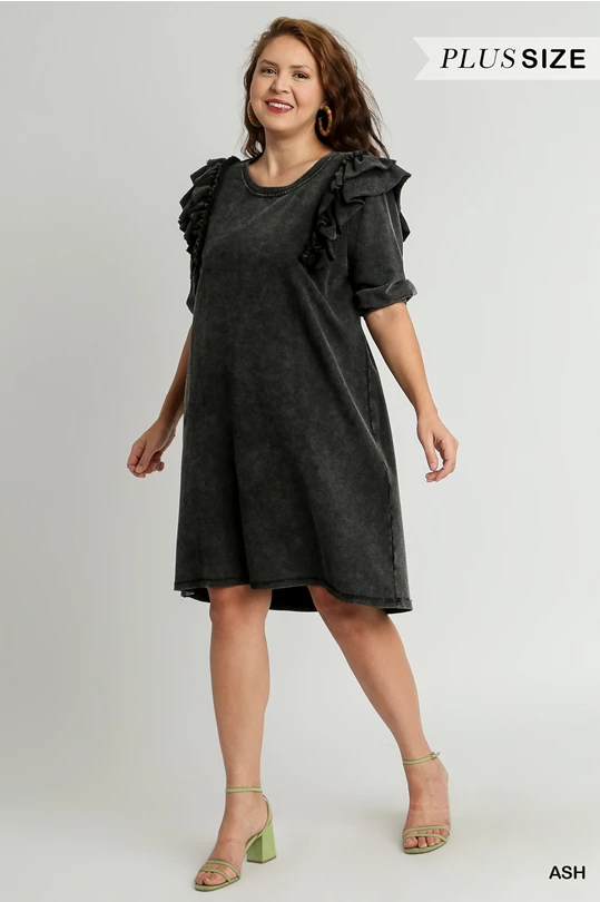 Black Mineral Wash Dress
