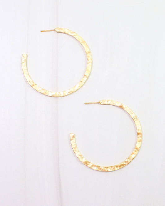 Lovett Hammered Hoop Earring Matte Gold: Default