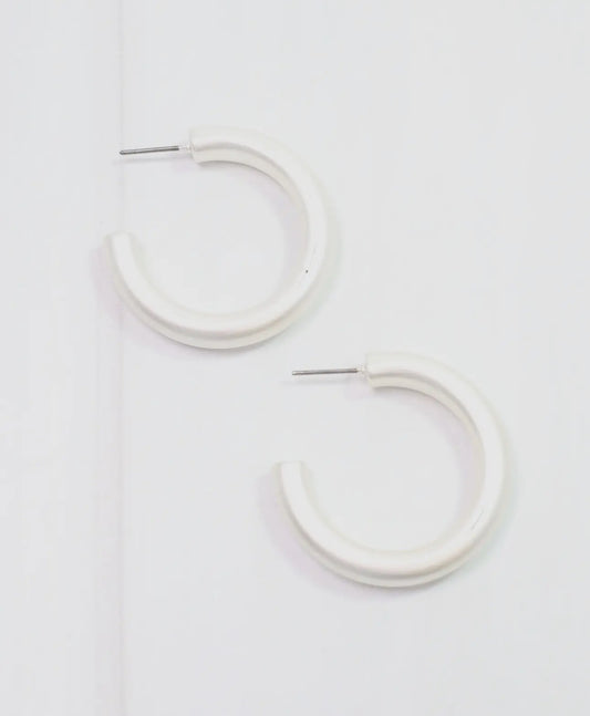 Caroline Hill Staunton Matte Silver Hoop Earring