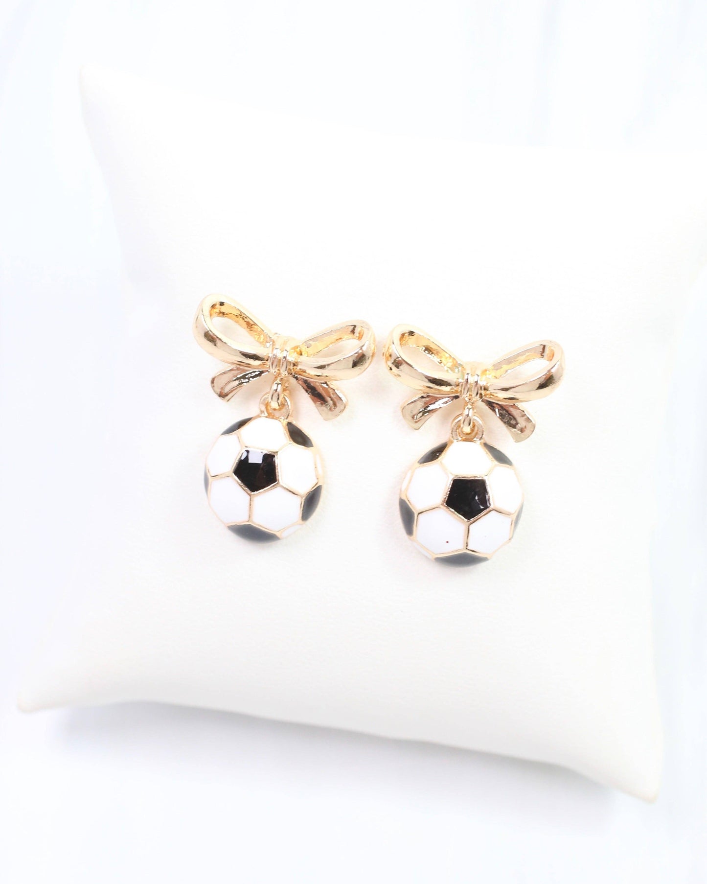 Sporty Bow Soccer  Earring Gold: Default