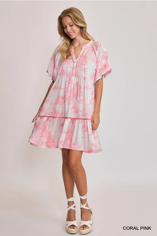 Coral Pink Landscape Dress