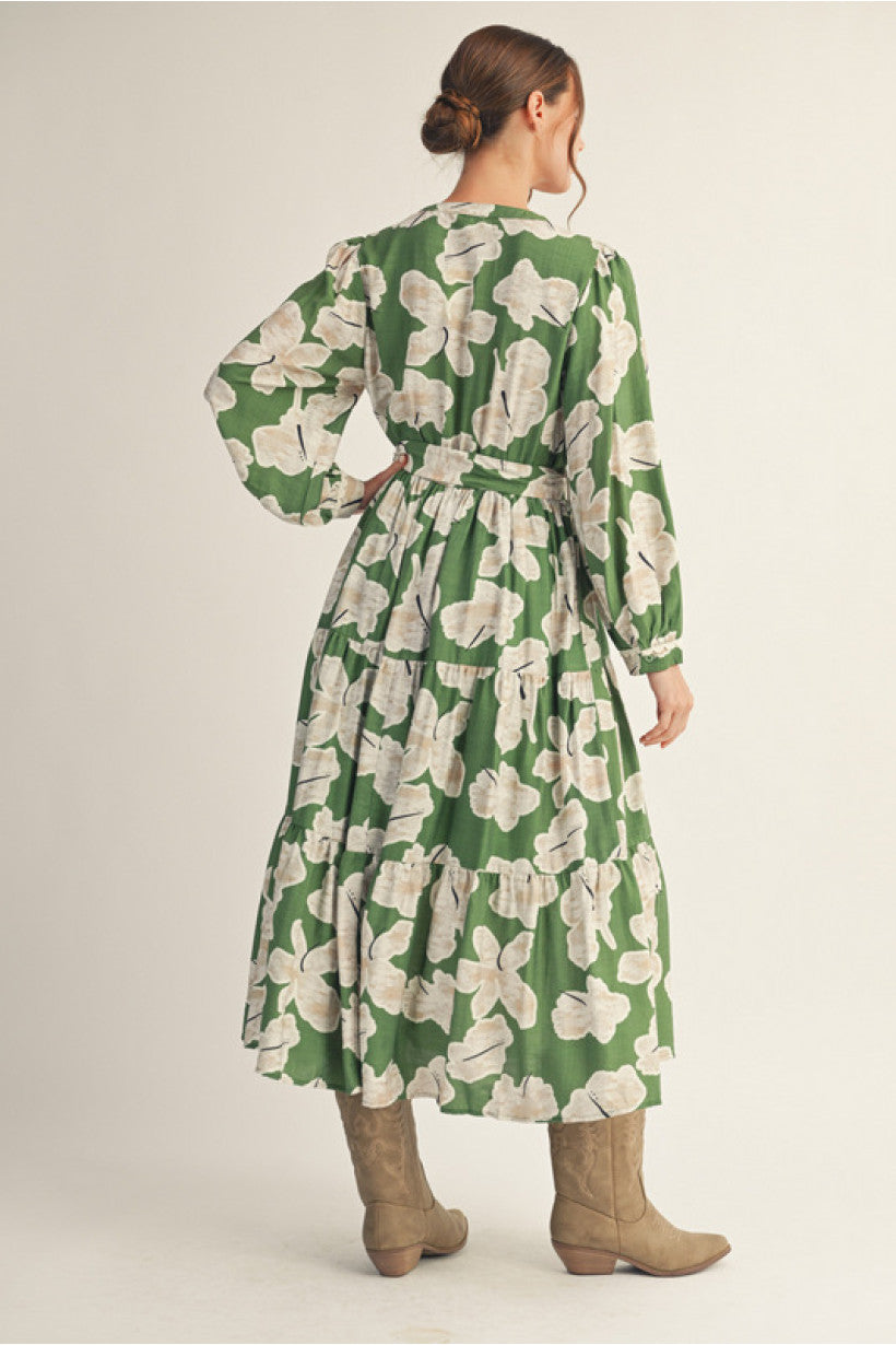 Green Scalloped Midi Dress