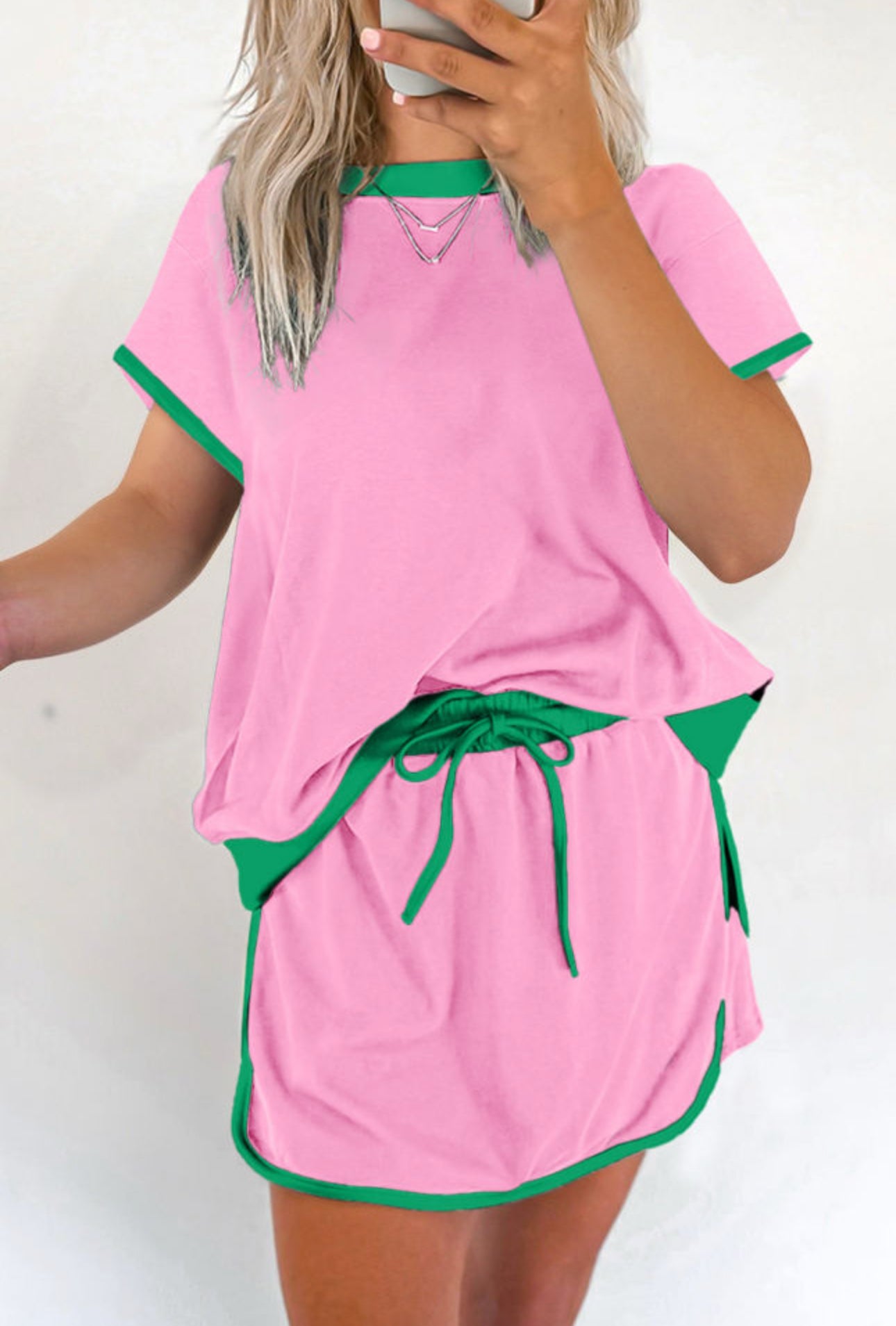 Pink/Green Skort Set
