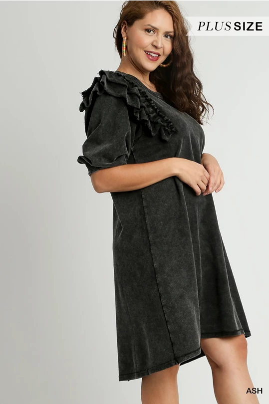 Black Mineral Wash Dress
