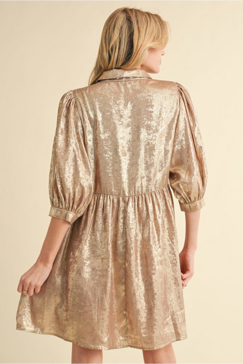 Gold Shimmer Bow Dress