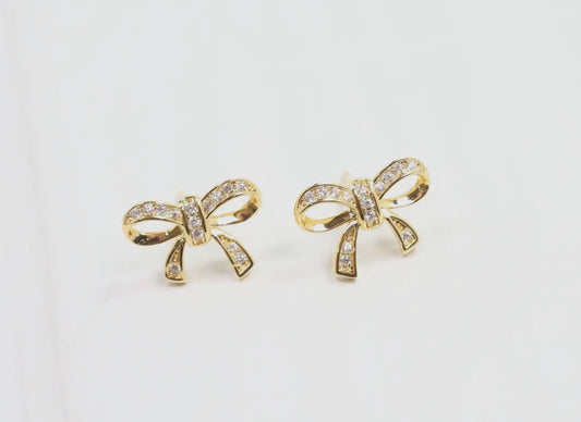 CH Randa Gold and Crystal Bow Stud Gold