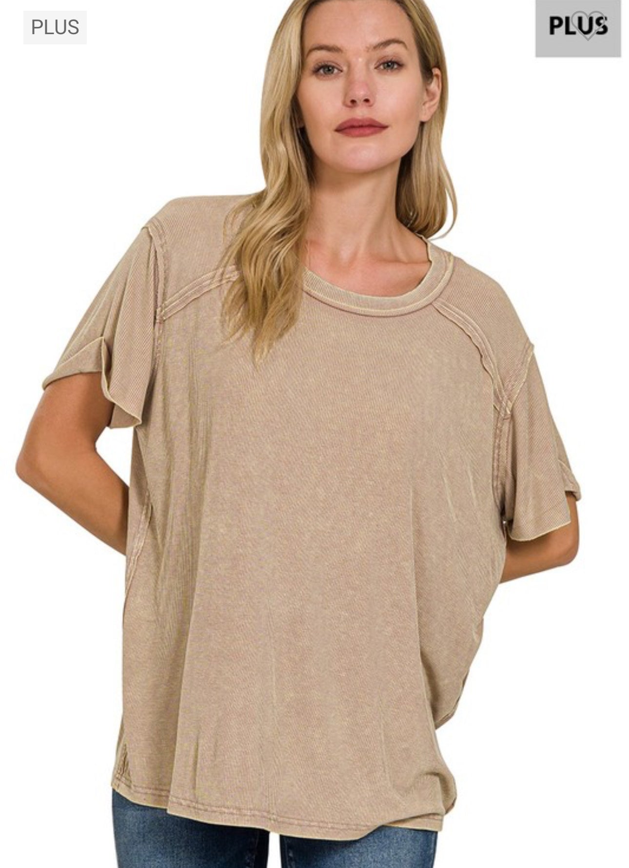 Bright Mauve Washed Ribbed Tee