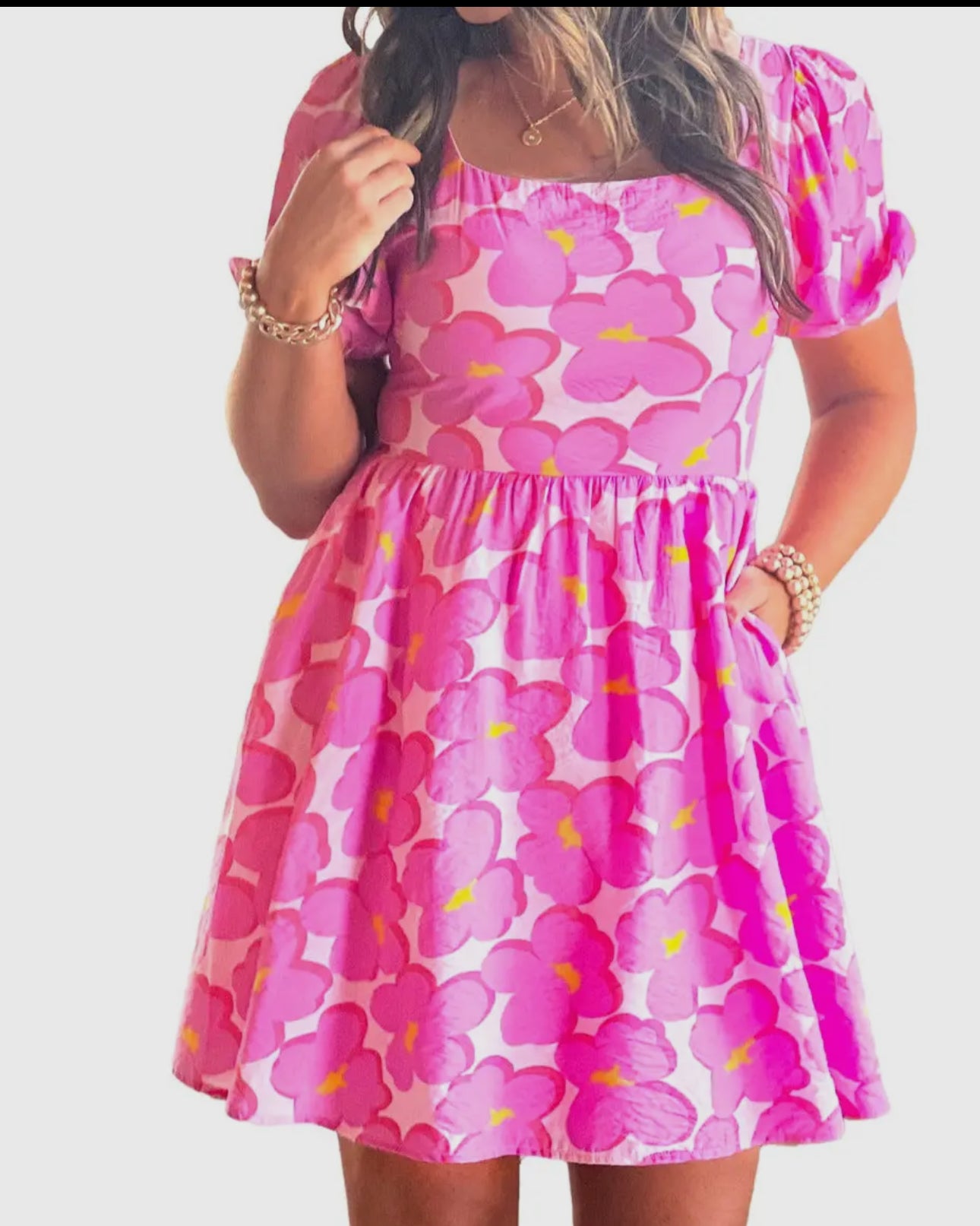Floral Empire Waist Tie Back Dress