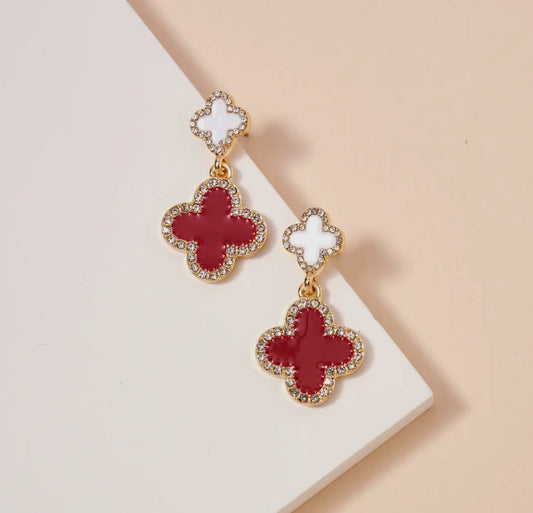 Maroon & White Game Day Earrings