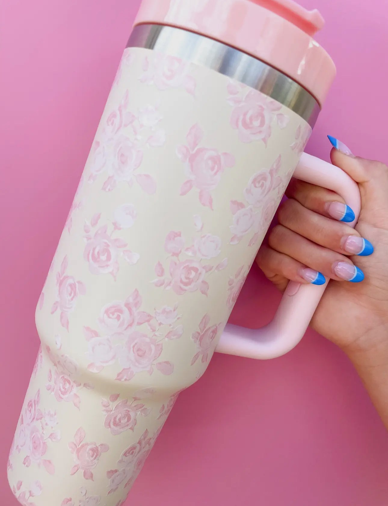 Pink & Cream Floral Tumbler 40oz