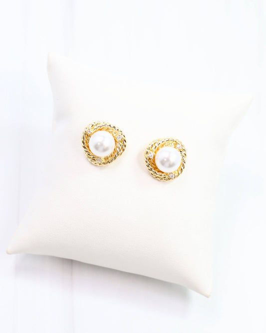 Karie Pearl Stud Earring Gold: Default