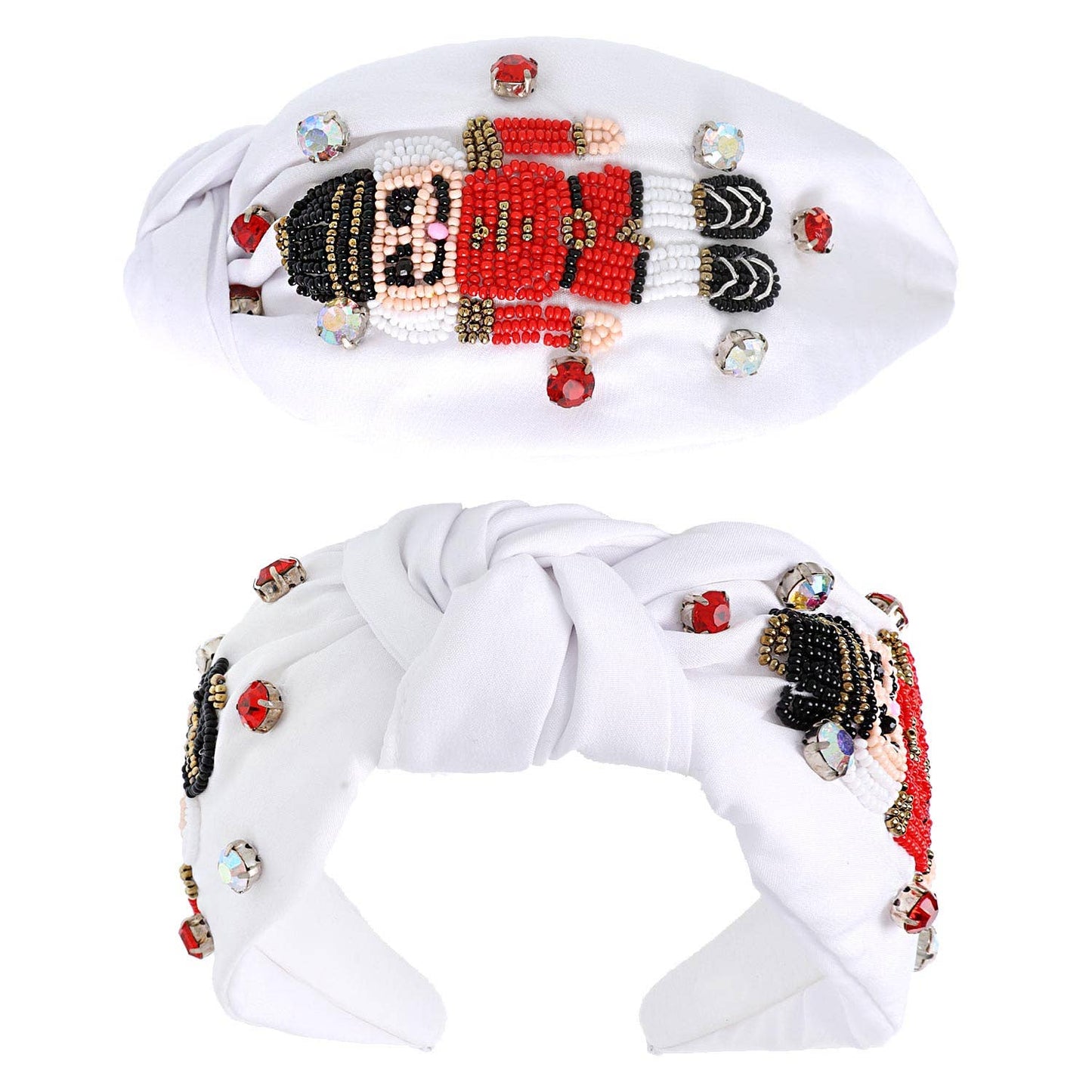Nutcracker Jeweled Knotted Christmas Headband: Green