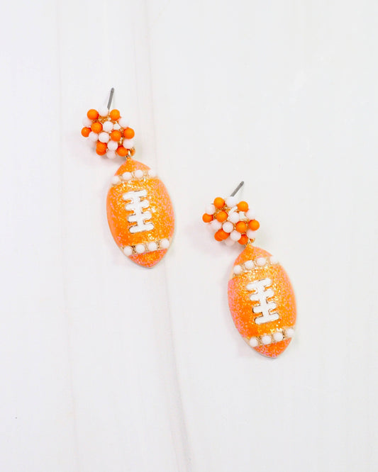 Adler Football Earring Orange White: Default