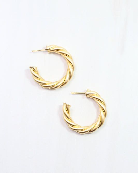 Joshamee Twisted Hoop Earring Matte Gold: Default