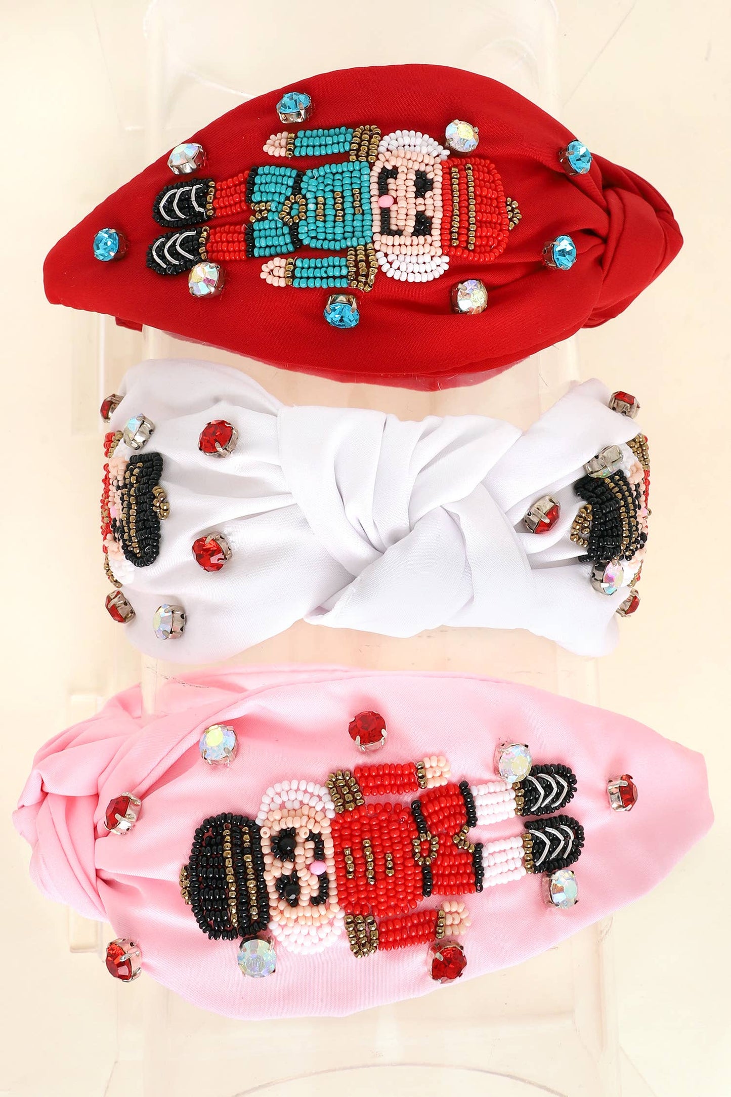 Nutcracker Jeweled Knotted Christmas Headband: Green