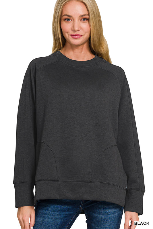 Scuba Pullover w/ side slits-Black