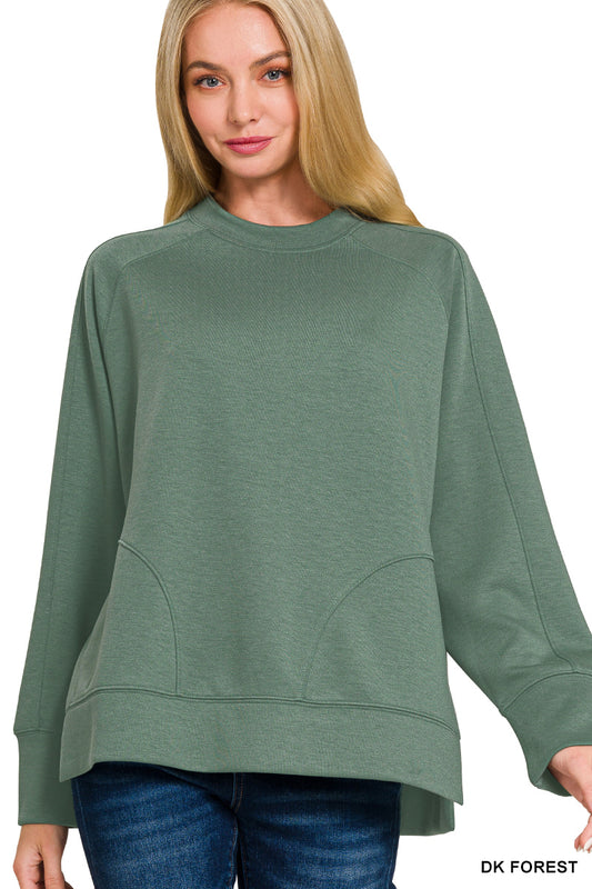 Scuba Pullover w/ side slits-Forest