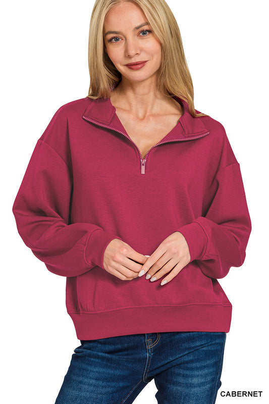 Scuba Half Zip Pullover-Cabernet
