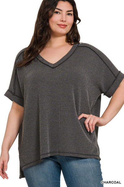 Charcoal Ribbed Tee
