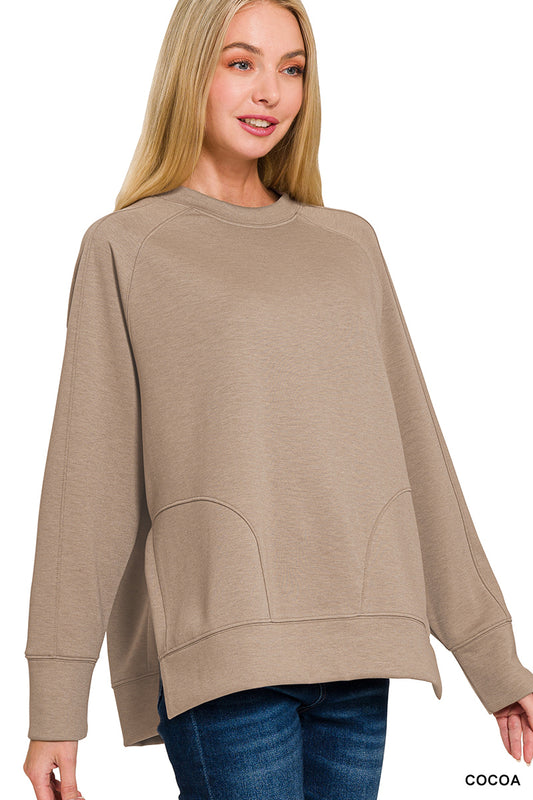 Scuba Pullover w/ side slits-Cocoa