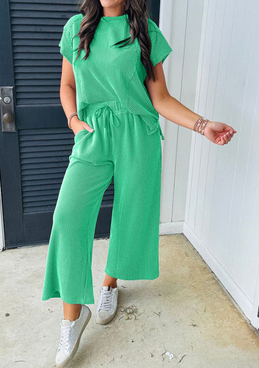 Green Ribbed Set
