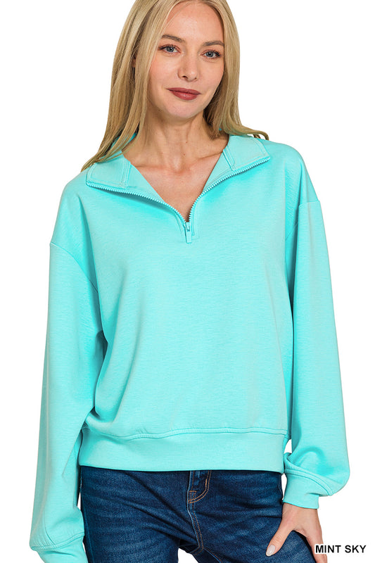 Scuba Half Zip Pullover-Mint Sky