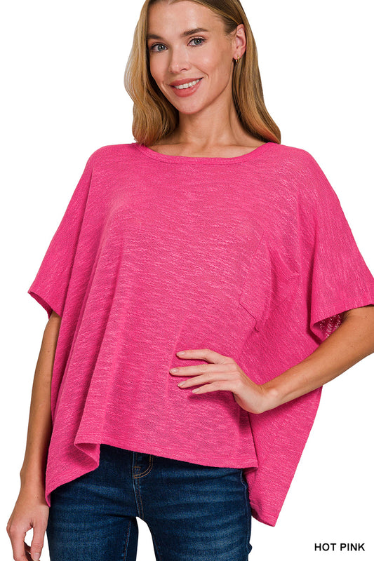 Hot Pink Oversized Hacci Top