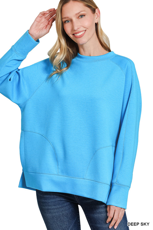 Scuba Pullover w/ side slits-Deep Sky