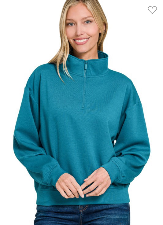 Scuba Half Zip Pullover-Teal