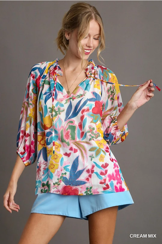 Cream Floral Mix Top