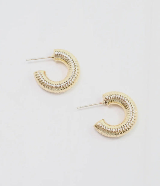 Caroline Hill Vallance Ribbed Gold Hoop Earring