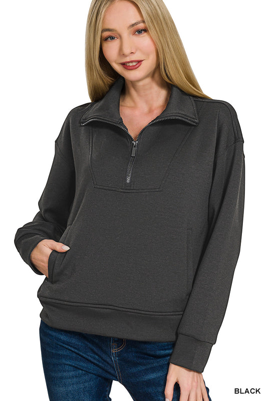 Scuba Half Zip Pullover-Black