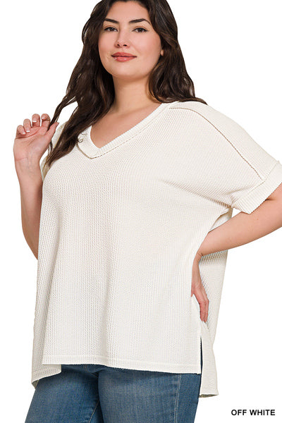 Off White Ribbed Tee