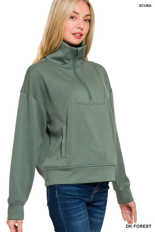 Scuba Half Zip Pullover-Forest