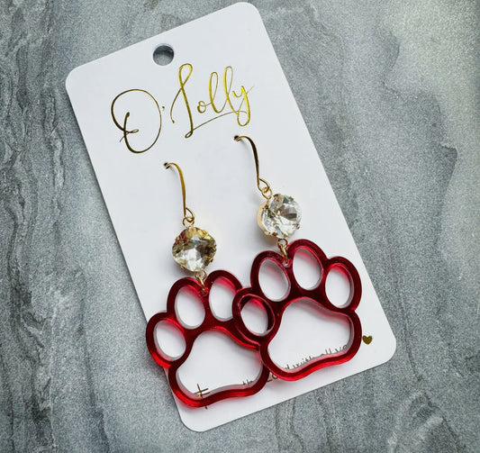 O’Lolly Maroon Paw Earrings