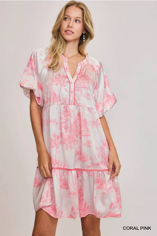 Coral Pink Landscape Dress