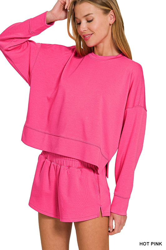 Hot Pink Scuba Long Sleeve & Shorts Set