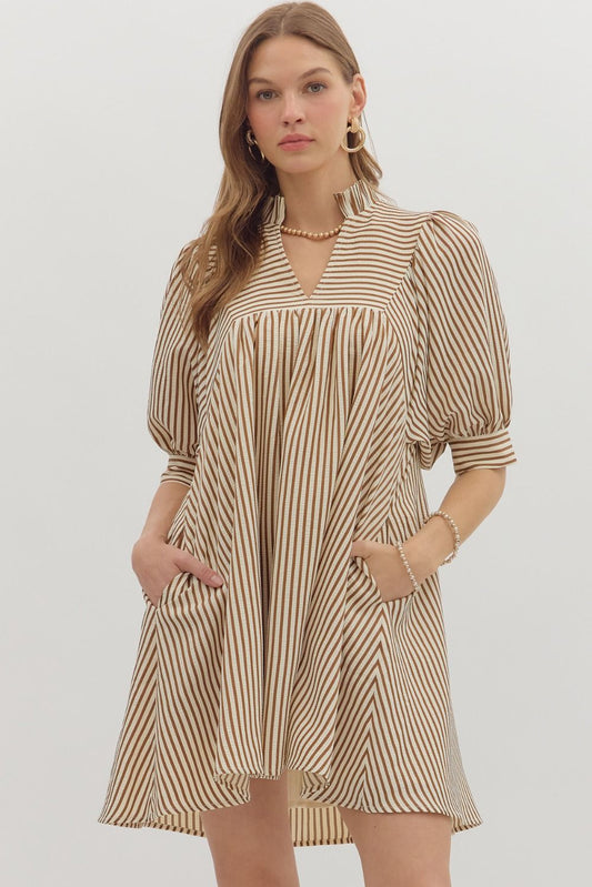 Brown Striped Dress